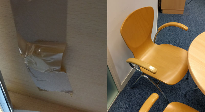 Discreetly taped to the bottom of a chair